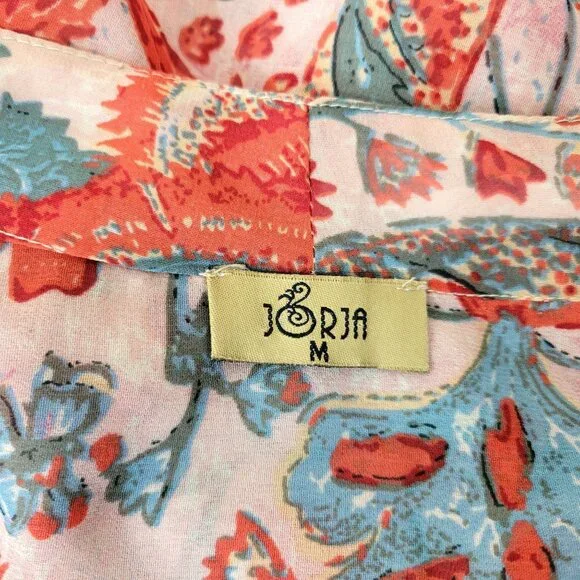 Jorja Women's Floral Kimono Cardigan Medium Lightweight Sheer Open Front Boho Co - Picture 4 of 4